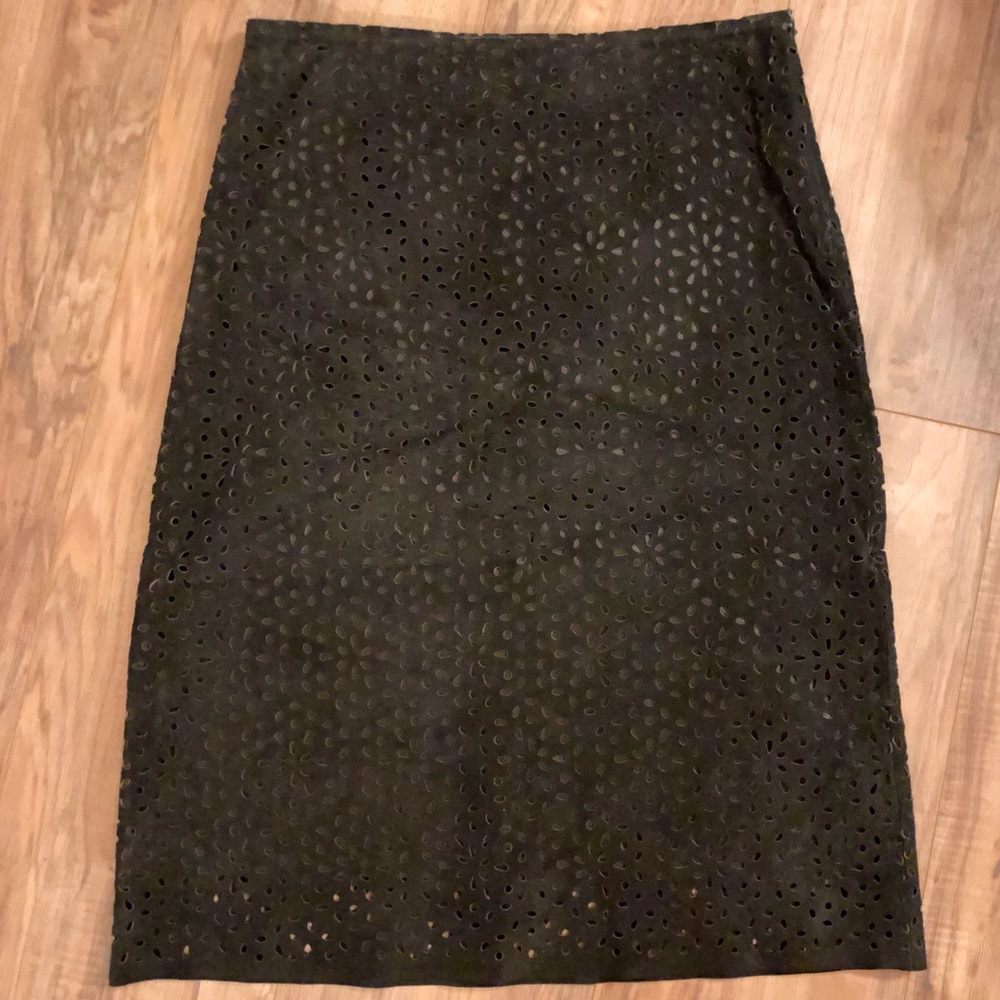Vintage Black Leather Skirt with Cutout Design.
